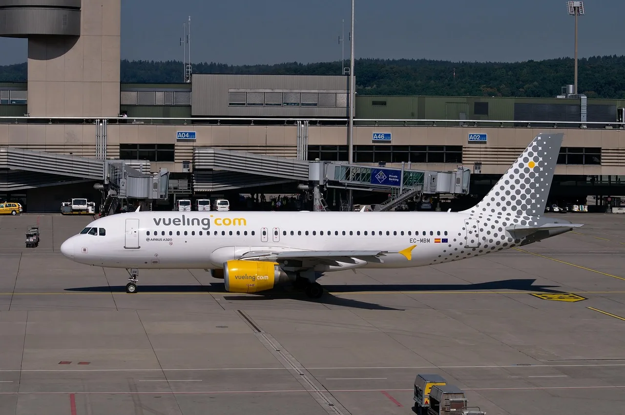 airbus a320, vueling, plan, flygande, flygare, himmel, airliner, flyg, a320, airbus
